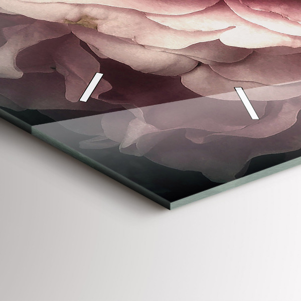 Horizontální skleněné hodiny na stěnu Kytice růžových růží