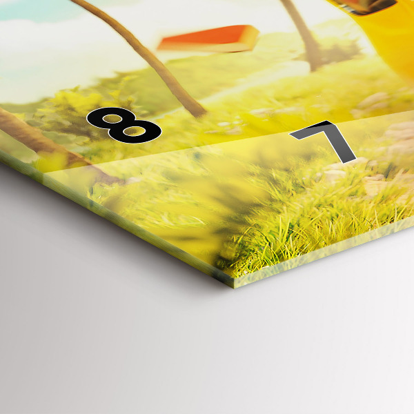 Horizontální skleněné hodiny na stěnu Auto se surfovacím prknem