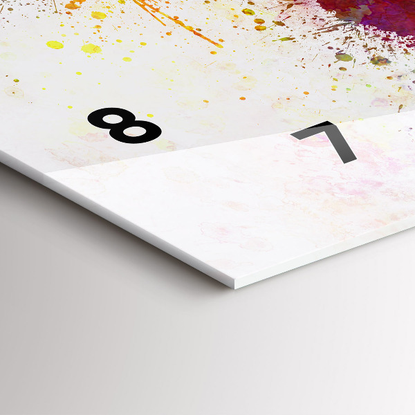 Horizontální skleněné hodiny na stěnu Akvarelová mapa světa