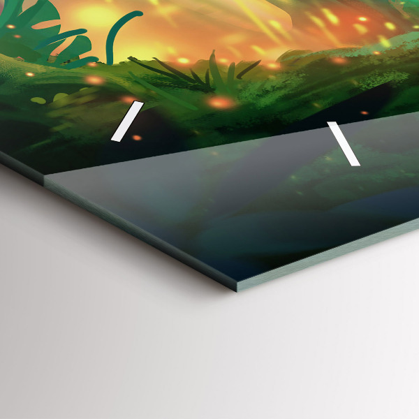 Horizontální skleněné hodiny na stěnu Děti v pohádkovém lese