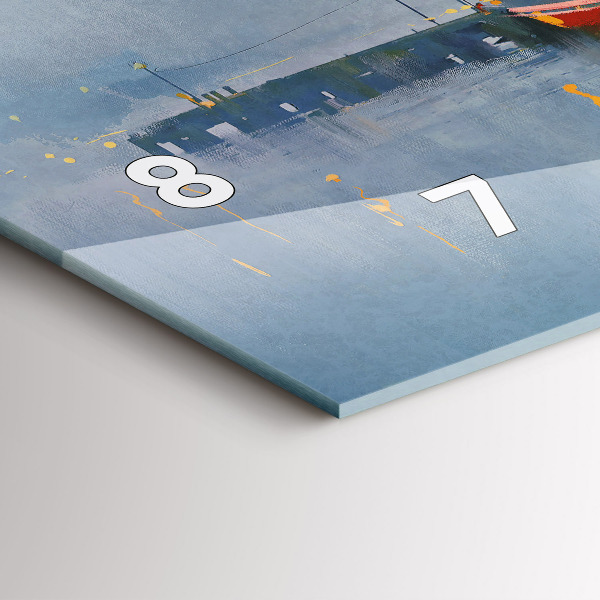 Horizontální skleněné hodiny na stěnu Rybářská loď v přístavu