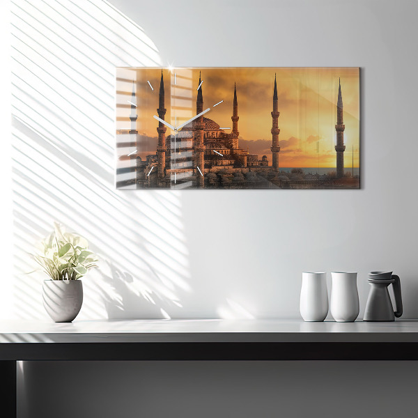 Horizontální skleněné hodiny na stěnu Istanbulská mešita