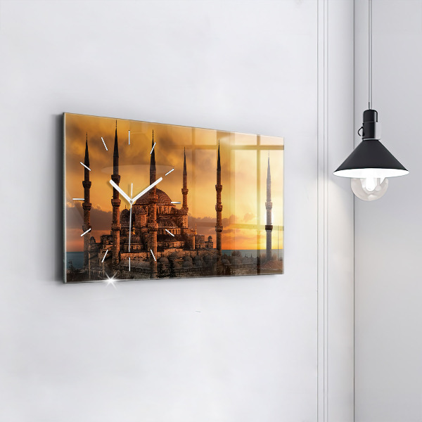 Horizontální skleněné hodiny na stěnu Istanbulská mešita
