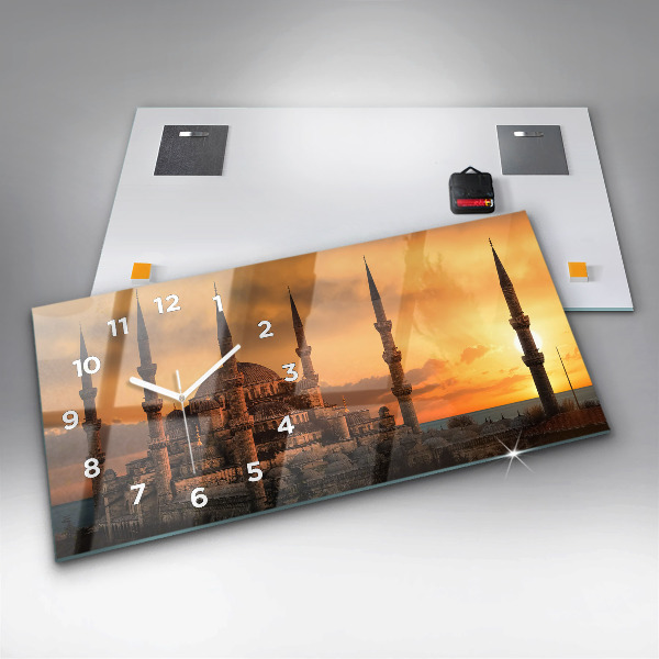 Horizontální skleněné hodiny na stěnu Istanbulská mešita