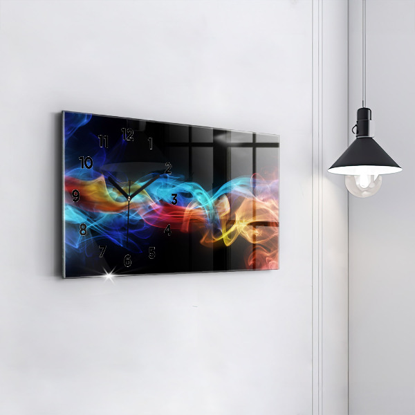 Horizontální hodiny na skle Abstraktní barevné linie