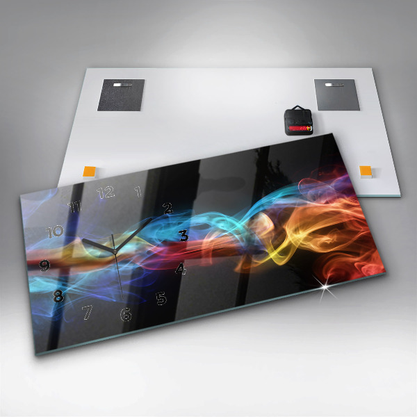 Horizontální hodiny na skle Abstraktní barevné linie