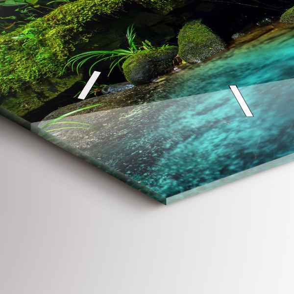 Horizontální skleněné hodiny na stěnu Thajský vodopád