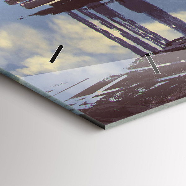 Horizontální skleněné hodiny na stěnu Andělské kolo