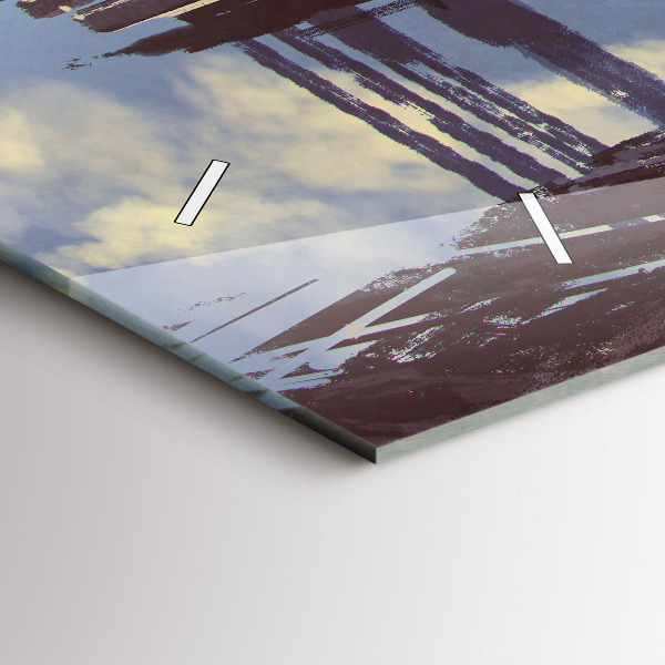 Horizontální skleněné hodiny na stěnu Andělské kolo