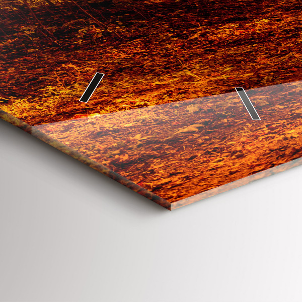 Horizontální skleněné hodiny na stěnu Lesní krajina na slunci