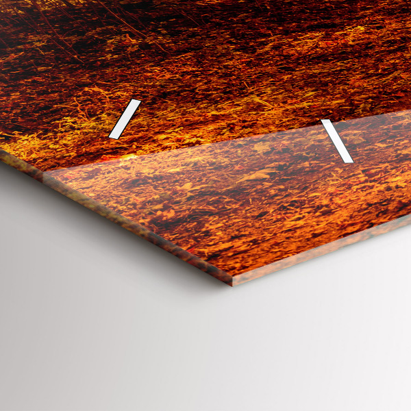 Horizontální skleněné hodiny na stěnu Lesní krajina na slunci