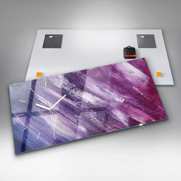 Horizontální skleněné hodiny na stěnu Textura akrylové barvy