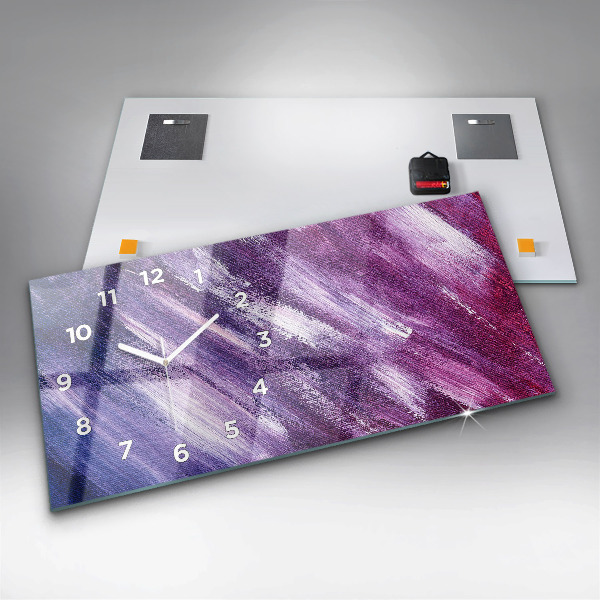 Horizontální skleněné hodiny na stěnu Textura akrylové barvy