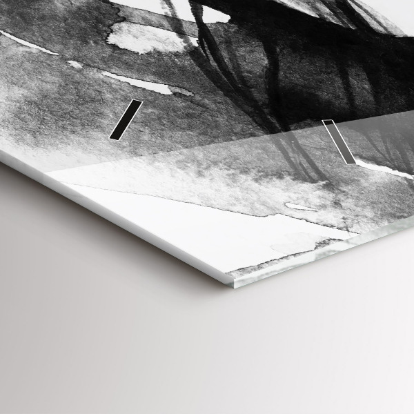 Horizontální skleněné hodiny na stěnu Portrét ženy akvarel