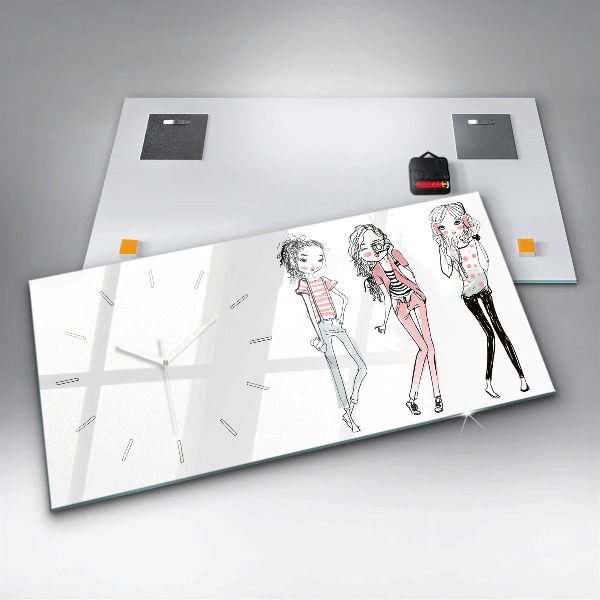 Horizontální skleněné hodiny na stěnu Dámská móda