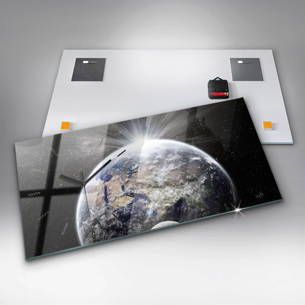 Horizontální hodiny na skle Země Měsíc Slunce
