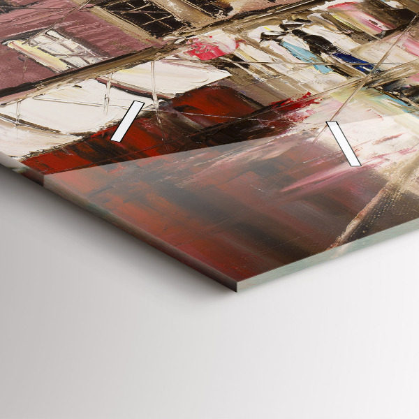 Horizontální skleněné hodiny na stěnu Město Paříž