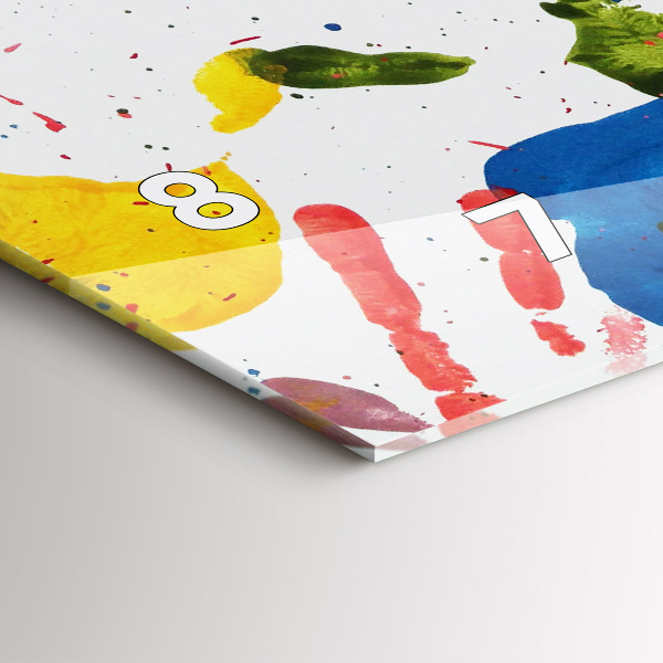 Horizontální skleněné hodiny na stěnu Otisky rukou dětí