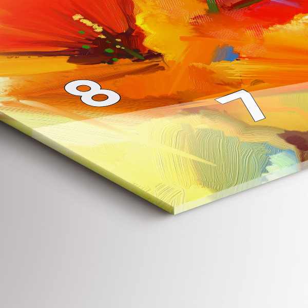 Horizontální skleněné hodiny na stěnu Barevné máky