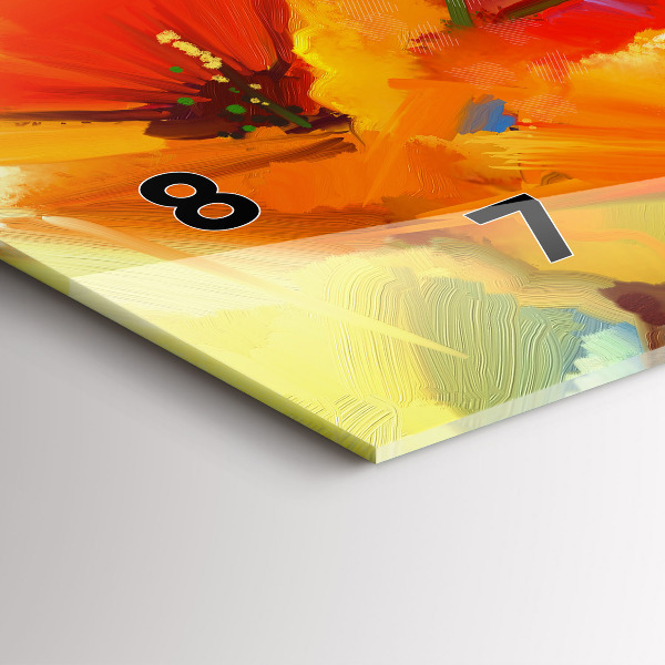 Horizontální skleněné hodiny na stěnu Barevné máky