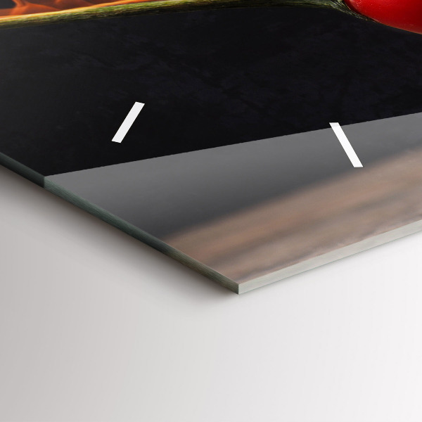 Horizontální skleněné hodiny na stěnu Pepřová paprika