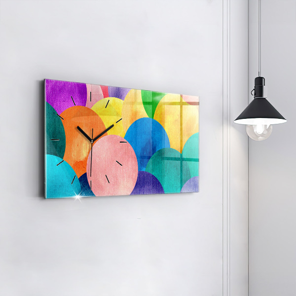 Horizontální skleněné hodiny na stěnu Abstraktní kruhy