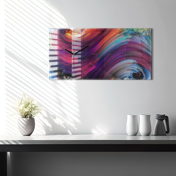 Horizontální skleněné hodiny na stěnu Abstraktní výprodej