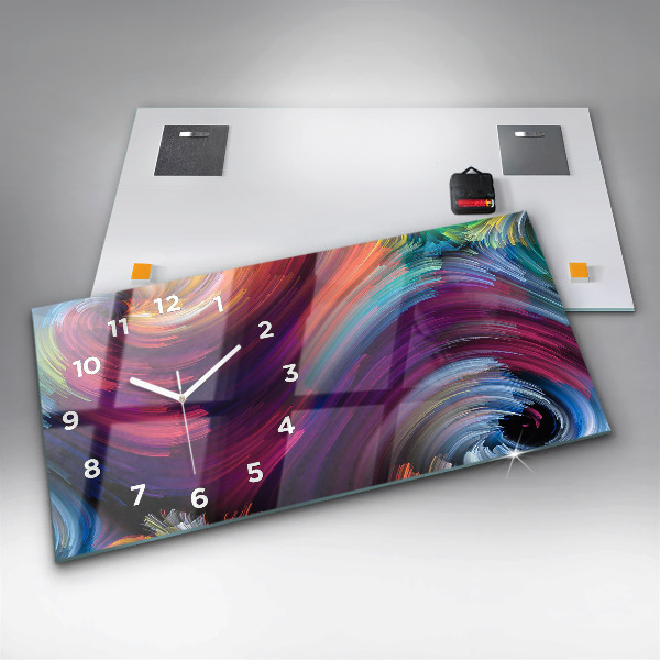 Horizontální skleněné hodiny na stěnu Abstraktní výprodej