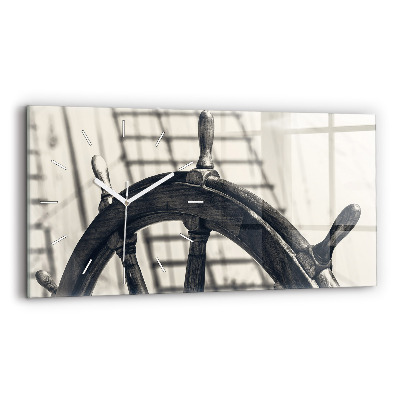 Horizontální skleněné hodiny na stěnu Starobylá loď