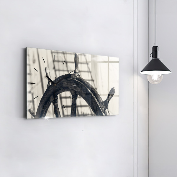 Horizontální skleněné hodiny na stěnu Starobylá loď