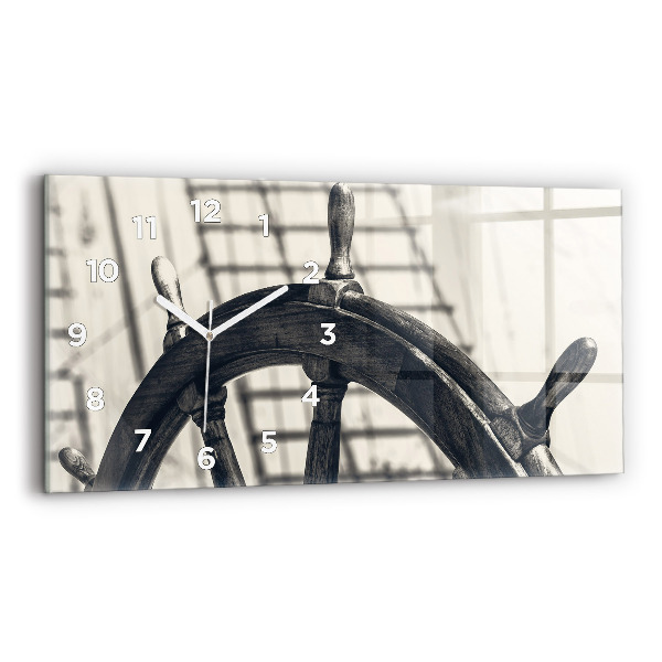 Horizontální skleněné hodiny na stěnu Starobylá loď
