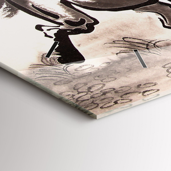 Horizontální skleněné hodiny na stěnu Cválající koně