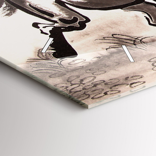 Horizontální skleněné hodiny na stěnu Cválající koně