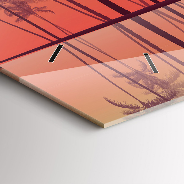 Horizontální skleněné hodiny na stěnu Tropické palmy