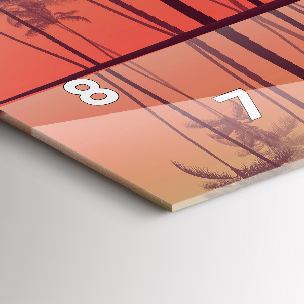 Horizontální skleněné hodiny na stěnu Tropické palmy