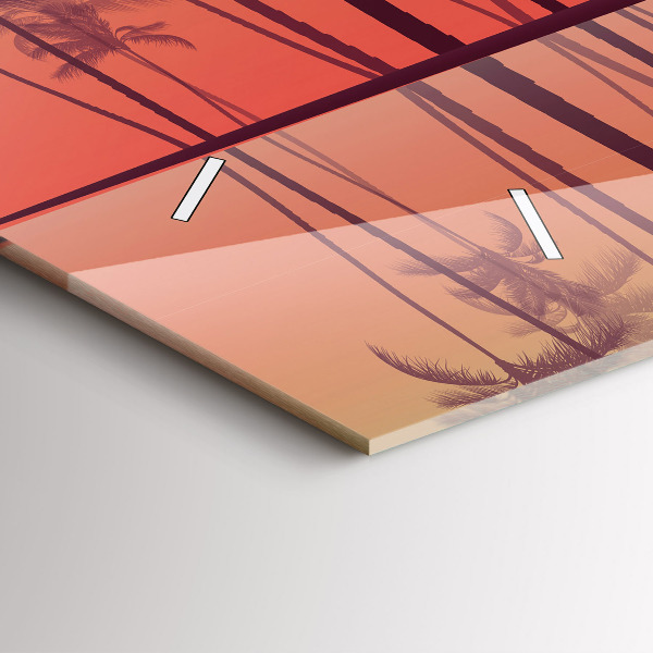 Horizontální skleněné hodiny na stěnu Tropické palmy