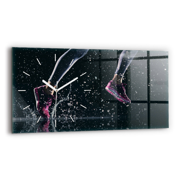 Horizontální skleněné hodiny na stěnu Zdravý životní styl a běh