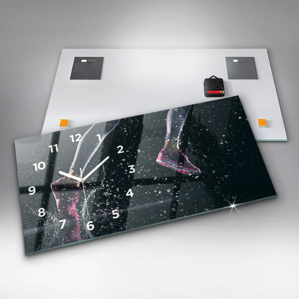 Horizontální skleněné hodiny na stěnu Zdravý životní styl a běh