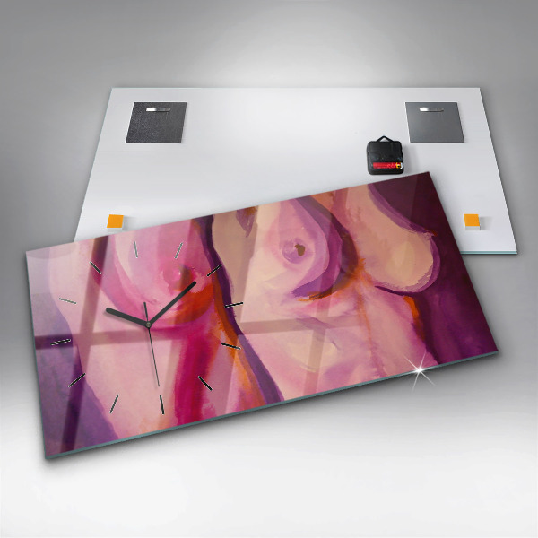 Horizontální skleněné hodiny na stěnu Malování žen