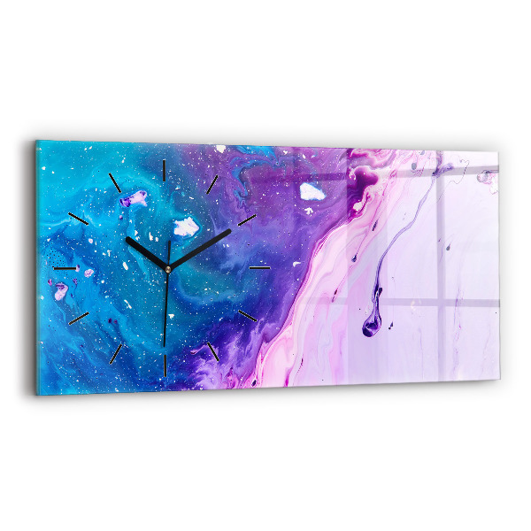 Horizontální skleněné hodiny na stěnu Barevné pozadí