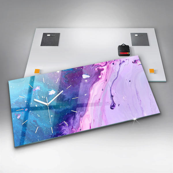 Horizontální skleněné hodiny na stěnu Barevné pozadí