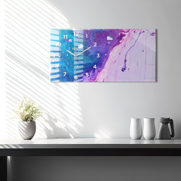 Horizontální skleněné hodiny na stěnu Barevné pozadí