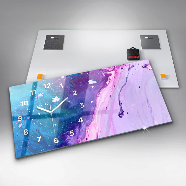 Horizontální skleněné hodiny na stěnu Barevné pozadí