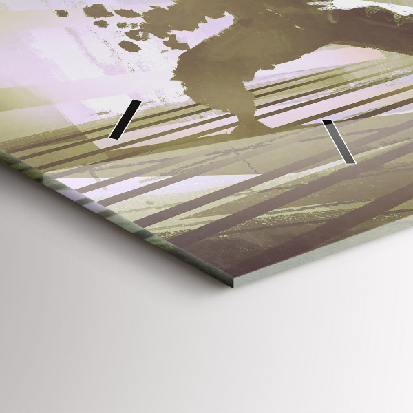 Horizontální skleněné hodiny na stěnu Boj mezi robotem a samurajem