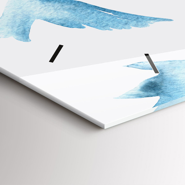 Horizontální skleněné hodiny na stěnu Létající modří ptáci