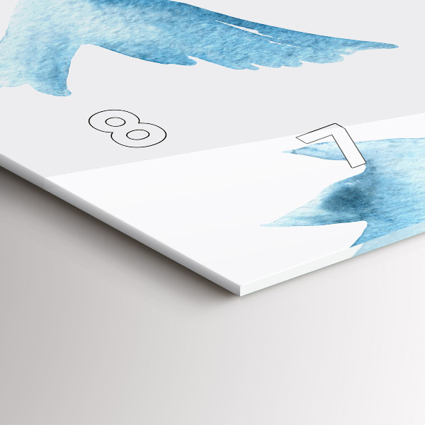 Horizontální skleněné hodiny na stěnu Létající modří ptáci