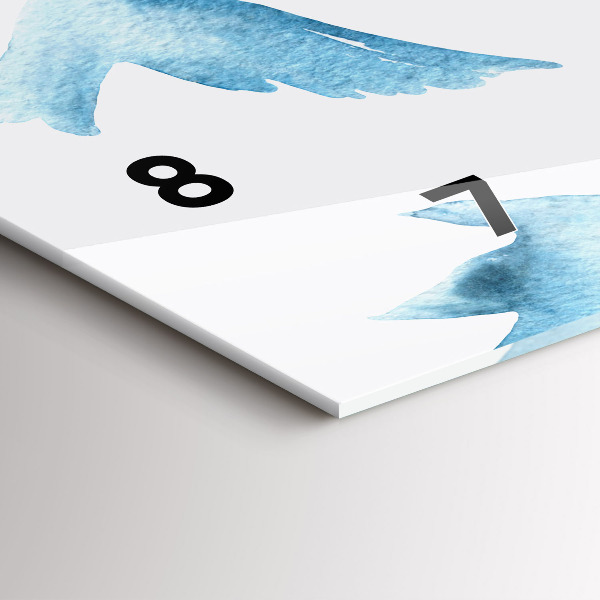 Horizontální skleněné hodiny na stěnu Létající modří ptáci