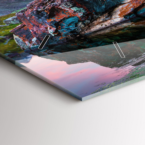 Horizontální skleněné hodiny na stěnu Jezero Stellisee Matterhorn