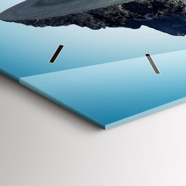 Horizontální skleněné hodiny na stěnu Létající ostrov