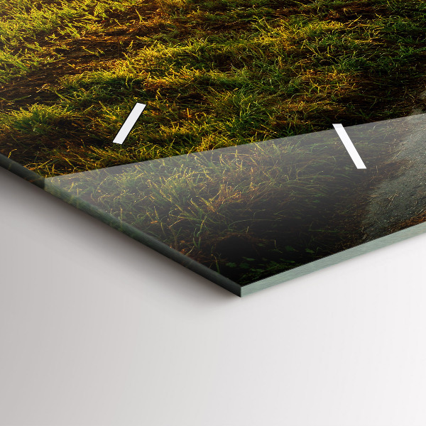 Horizontální skleněné hodiny na stěnu Mlha při východu slunce